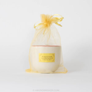 ของชำร่วยงานศพ จอกน้ำชาไก่ชน 2 นิ้ว พร้อมถุงผ้าและสติกเกอร์ - Image 3