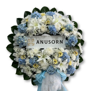 พวงหรีดดอกไม้สด B01 - Image 1