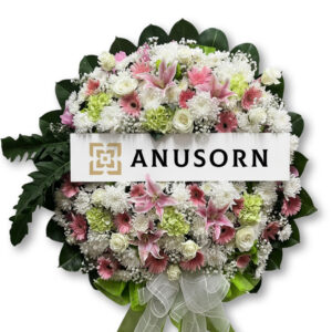 พวงหรีดดอกไม้สด C01 - Image 1