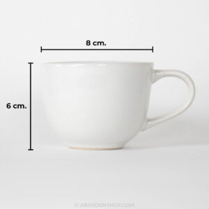 ของชำร่วยงานศพ แก้วกาแฟเซรามิก สีขาว พร้อมกล่องบรรจุมีหูหิ้วและสติกเกอร์ - Image 3