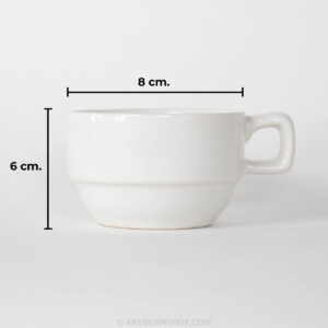 ของชำร่วยงานศพ แก้วกาแฟเซรามิกมินิมอล สีขาว พร้อมกล่องบรรจุมีหูหิ้วและสติกเกอร์ - Image 3