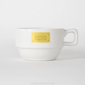 ของชำร่วยงานศพ แก้วกาแฟเซรามิกมินิมอล สีขาว พร้อมกล่องบรรจุมีหูหิ้วและสติกเกอร์ - Image 5