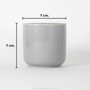 ของชำร่วยงานศพ แก้วเซรามิกมินิมอล สีเทาเอิร์ธโทน พร้อมกล่องบรรจุมีหูหิ้วและสติกเกอร์ - Image 3